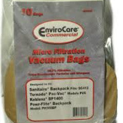 Sanitaire Paper Bags/ Backpack (SC412) Tornado Pac-Vac (PV6) Koblenz (BP1400) Powr-Flite (PH300BP) 10PK