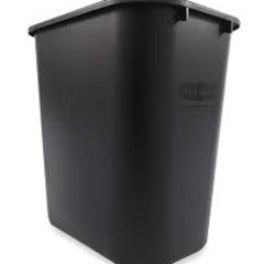 RUBBERMAID COMMERCIAL Deskside Wastebasket, 7 Gal, Black